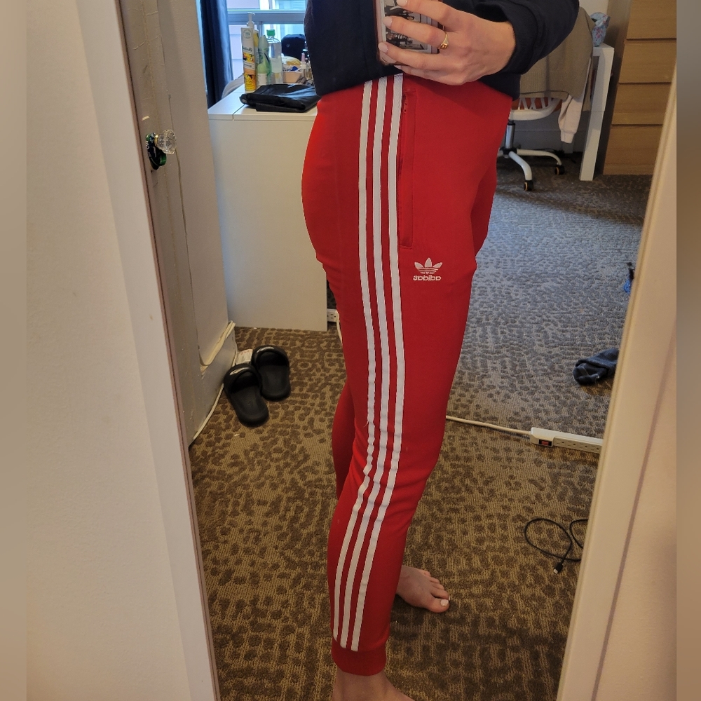 Red Adidas joggers - size US 6
